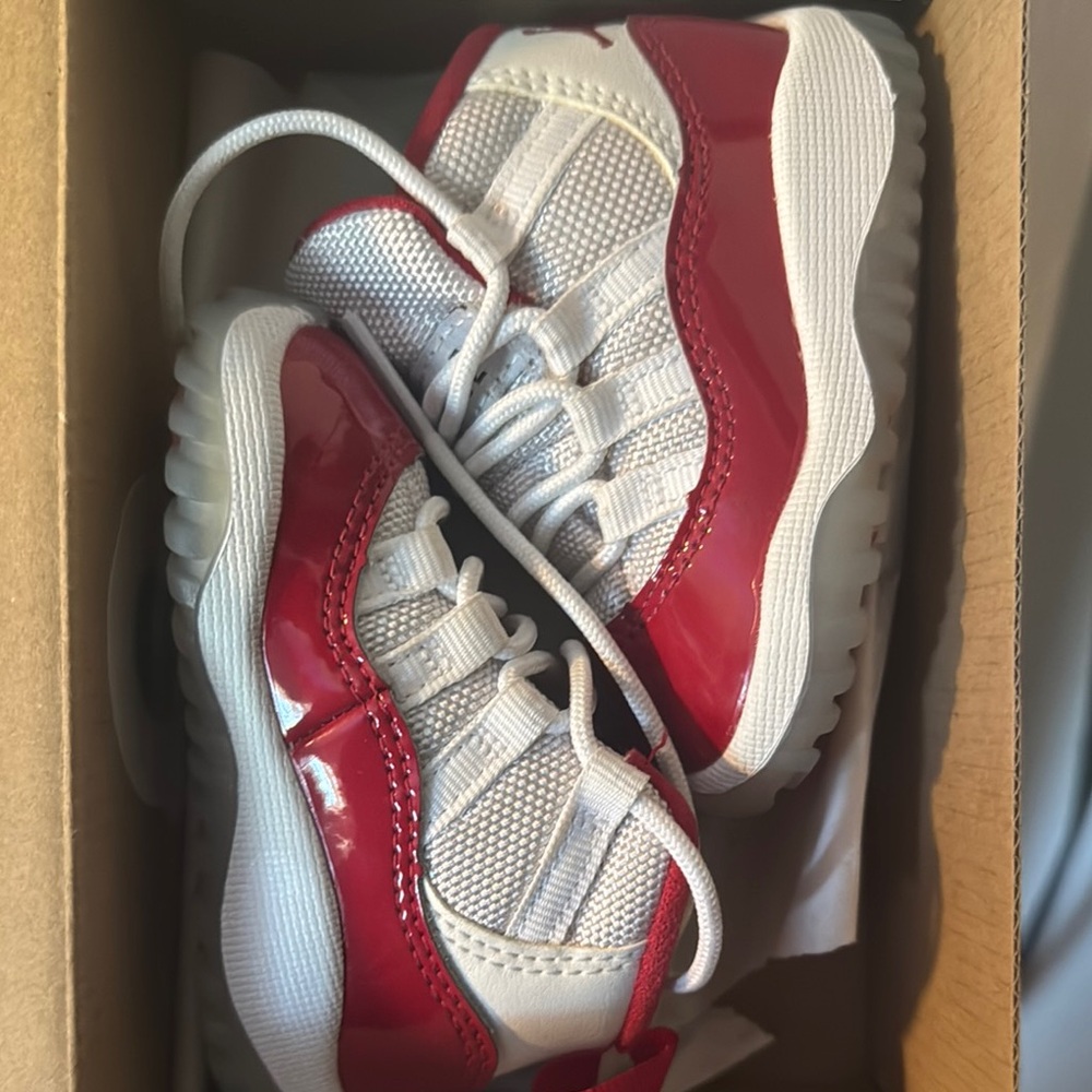 Jordan Kids Red and White Sneakers like new
